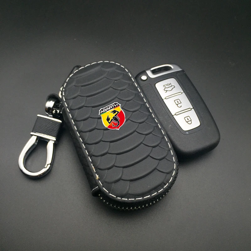 Черный чехол для автомобильных ключей из натуральной кожи с логотипом бренда