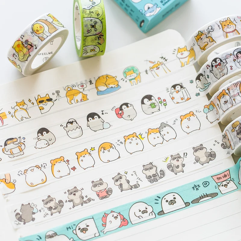

Cute Seal Panda Hamster Animals Masking Washi Tape Decorative Adhesive Tape Decora Diy Scrapbooking Sticker Label Stationery