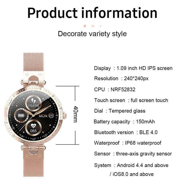

AK22 Smart Watch IP68 Heart Rate Blood Gift for Ladies Watch Bracelet
