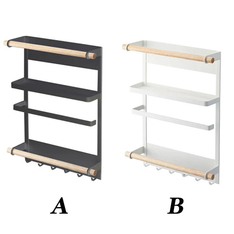 

Metal Shelf Fridge Shelf Paper Towel Roll Holder Storage Rack Spice Hang Rack Decorative Kitchen Organizer 2021 New