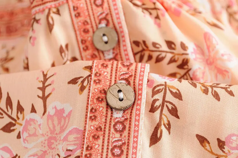 Женское винтажное платье в стиле бохо летнее плиссированное с цветочным принтом