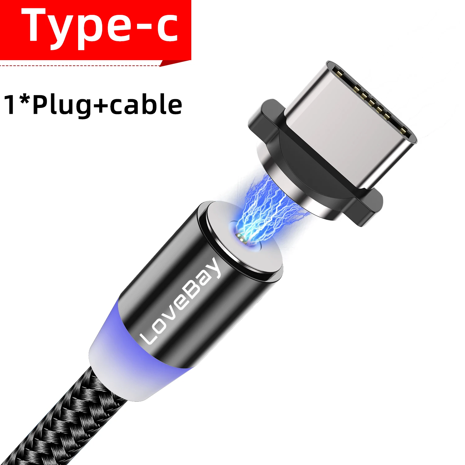 Lovebay Магнитный USB 3 м кабель для быстрой зарядки для Iphone TYPE-C Micro USB шнур Магнит Micro USB кабель для мобильного телефона USB шнур - Цвет: Black for Type c