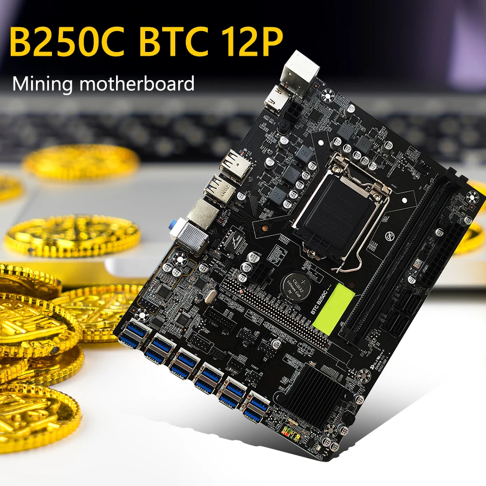 

B250C BTC Mining Machine Motherboard Support Computer Mining Motherboard PCIe DDR4 Supports HDMI-compatible NO CPU