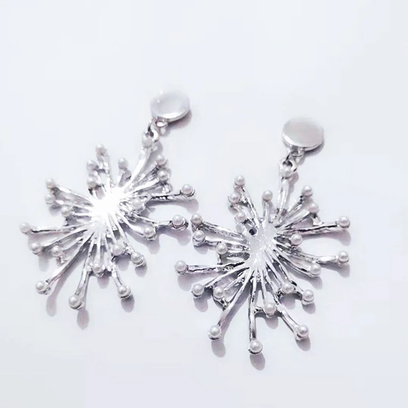 Дизайн фейерверка Имитация Жемчуга Цветок большие серьги креативный