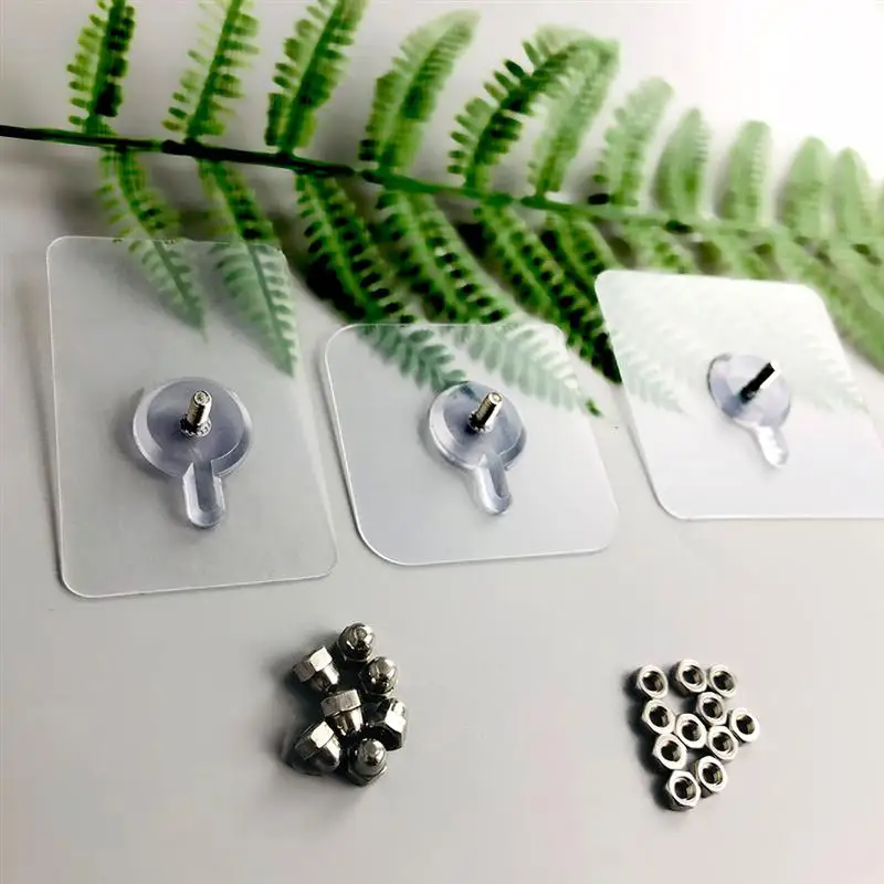 

10pcs Furniture Clear Hanger Pads with Screws Non-Trace Hook Kitchen Sticker