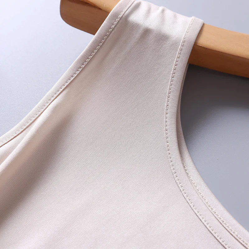 Летняя свободная шелковая блузка без рукавов трикотажная для женщин джемпер