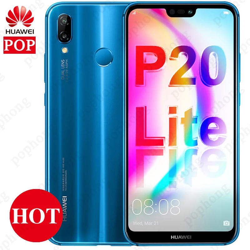 Мобильный телефон huawei P20 lite с глобальной прошивкой, 4 ГБ, 64 ГБ, 5,84 дюйма, 3000 мАч, Android 8,0, поддержка камеры AI, отпечаток пальца