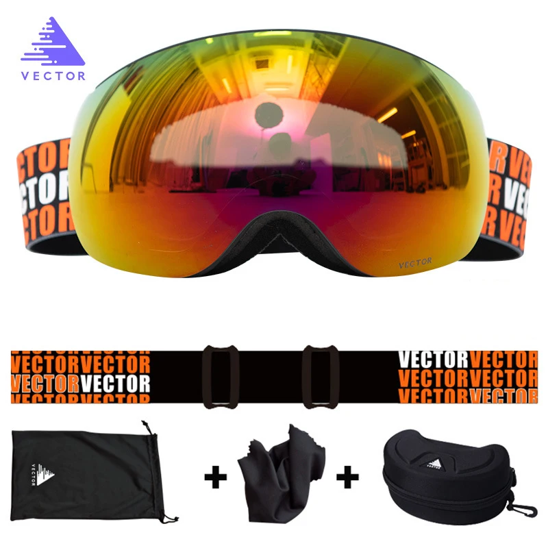 Orange With Case Катания на лыжах, сноуборде, бренд двухслойные UV400 Анти-туман большой Лыжная маска очки для лыжного спорта мужские и женские зимние очки для катания на сноуборде - Цвет: Orange With Case