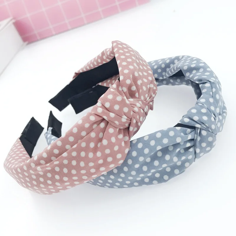 Ins знаменитостей модная в горошек с бантом для волос эластичная повязка на голову
