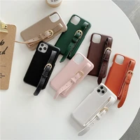 luxury lychee pattern wrist strap leather phone case for iphone 11 12 pro max case xs max se2 7 8 plus 12 mini x xr cover girl