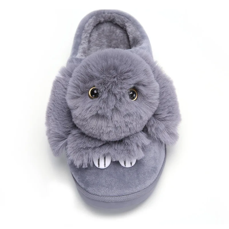 Зимние женские повседневные хлопковые тапочки с мультяшным Кроликом женская
