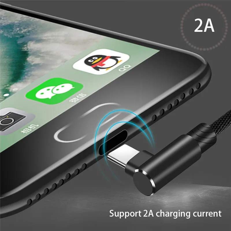 90 градусов быстрая зарядка usb type C кабель 2 м 3 для Xiaomi mi 9 8 9t se Max x 2S A3 A2 black shark redmi note 7