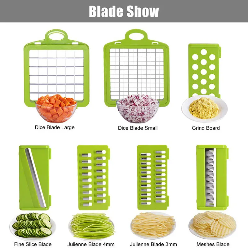 Vegetable Chopper Spiralizer Food Slicer Grinder Grater Cuber for Onion Carrot Cabbage Potato Garlic Tomato Kitchen Fruit Cutter | Дом и сад