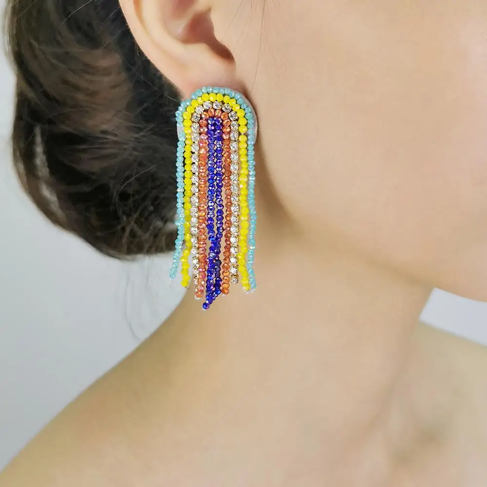 

Серьги-Подвески ручной работы в богемном стиле, романтичные серьги с радужным кристаллом для женщин, украшения для вечеринок