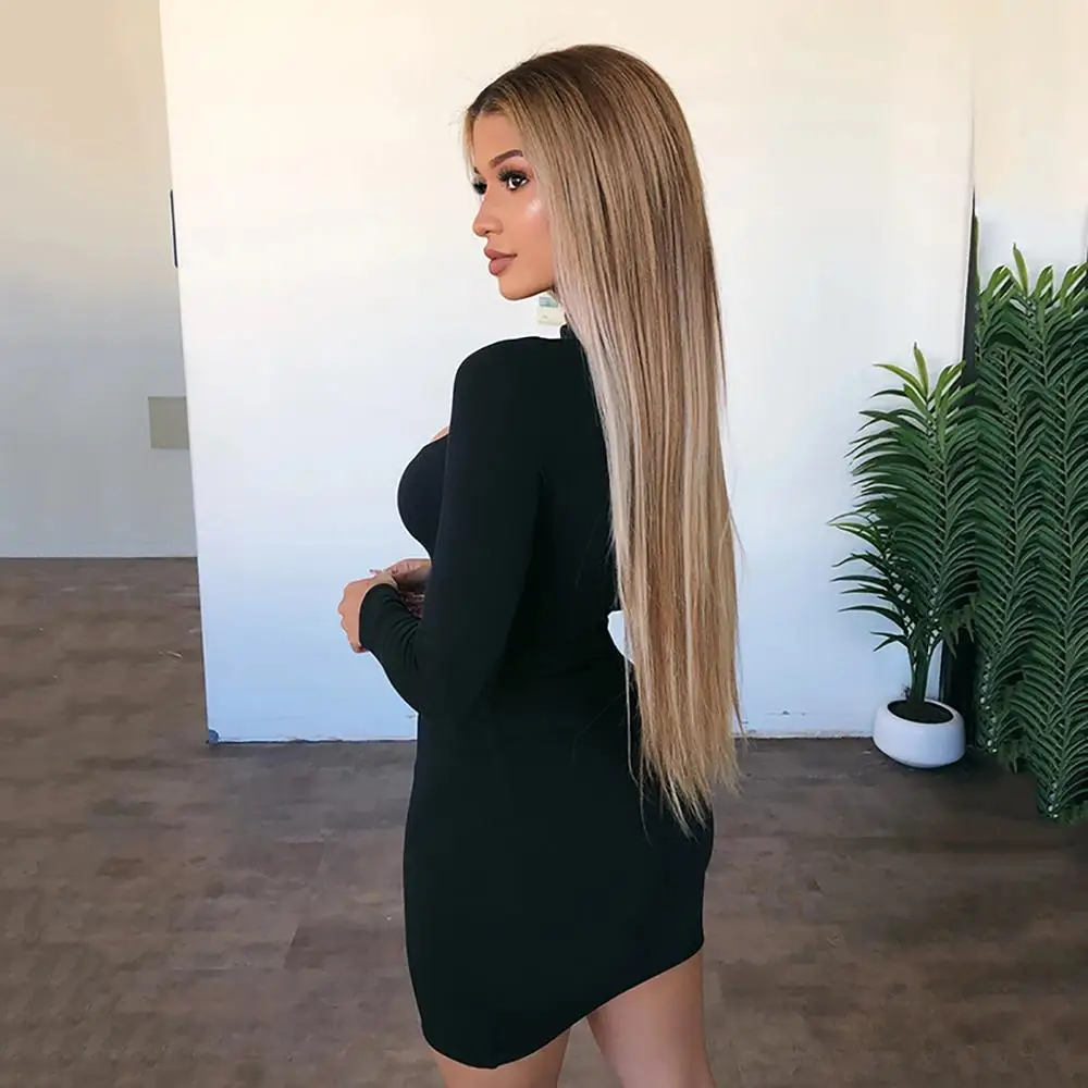 Женское мини-платье с круглым вырезом SALSPOR вечернее облегающее платье длинными