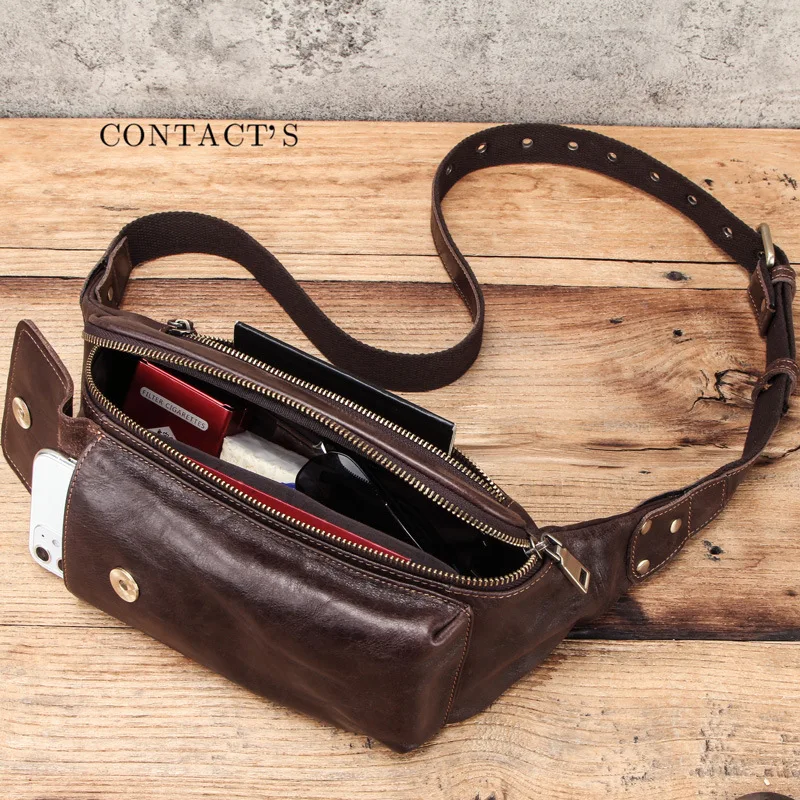 

Поясная Сумка мужская из натуральной кожи, с отделением для монет и телефона