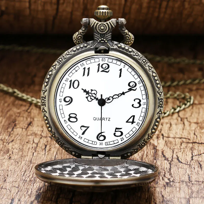 

Vintage Pocket Watch Soviet Sickle Hammer Style Quartz Pocket Watch Necklace Bronze Pendant Clock Russia Emblem Communism Gifts