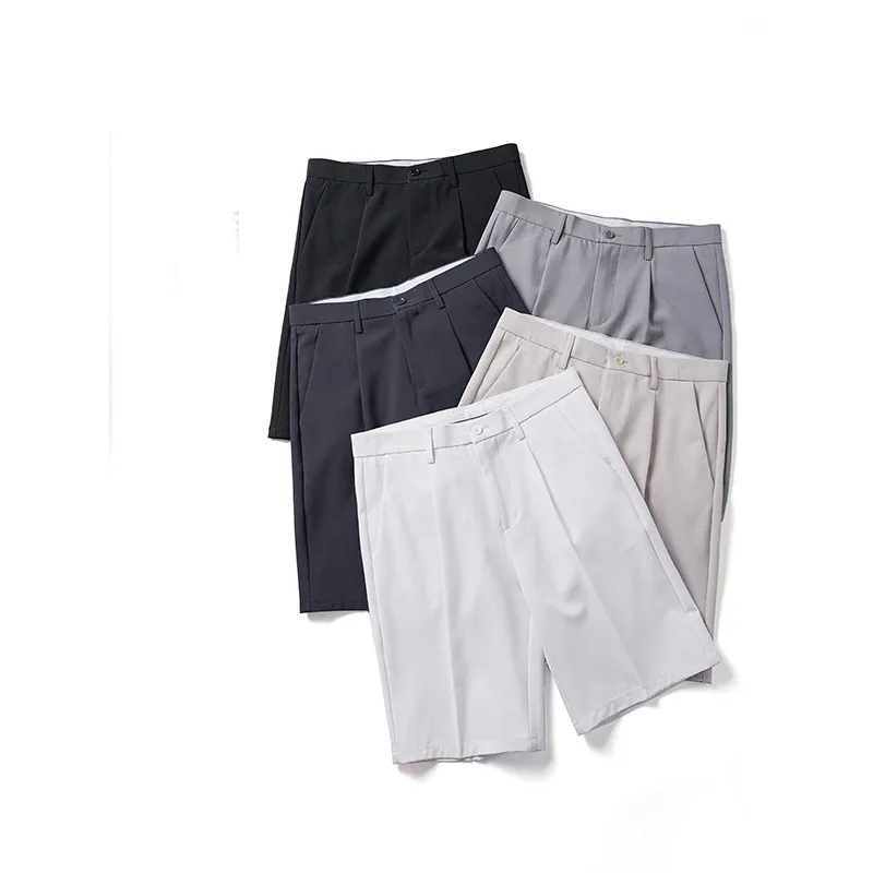 

2021 New Spring Summer Men Casual Shorts Solid Color Smart Suit Pants Daily Bottoms Comfortable Decent Male Clothing