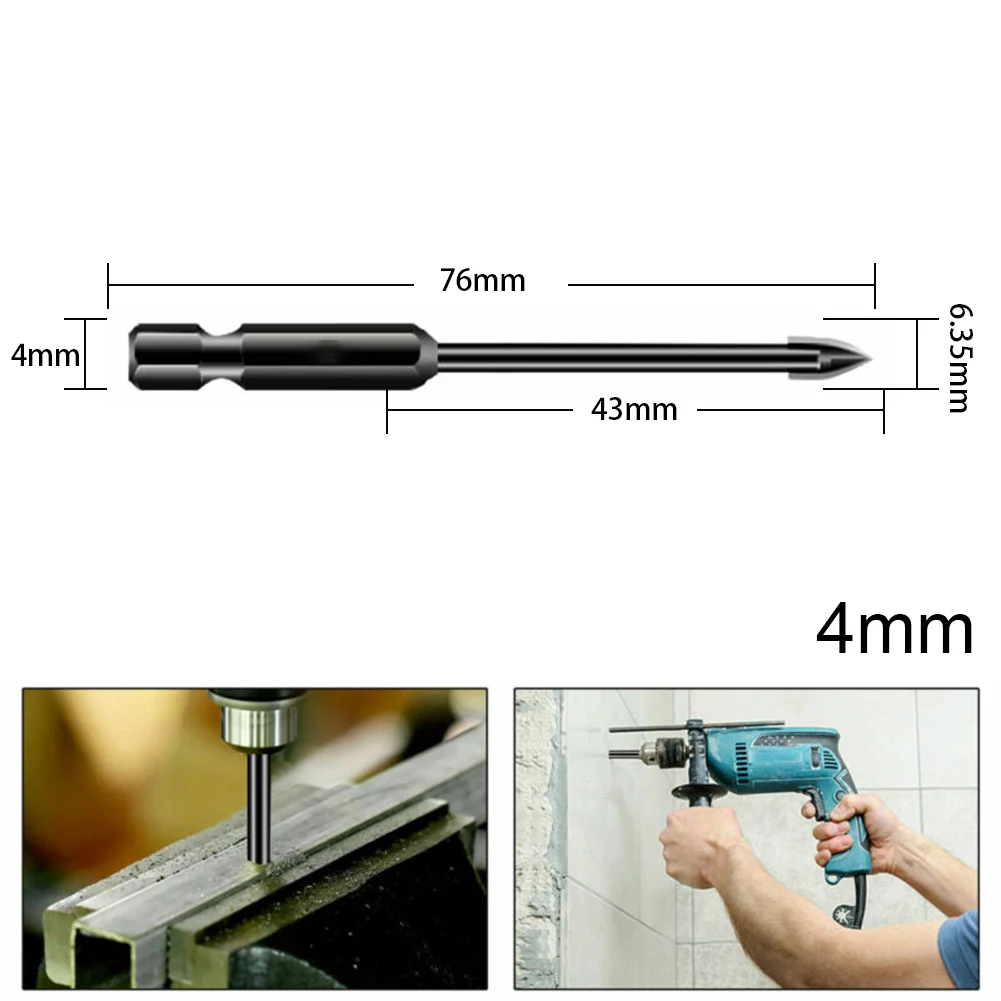 

Hole Opener Tools Drill Bit Anti-slip 4 Cutting Glass Tile Ceramic Wood