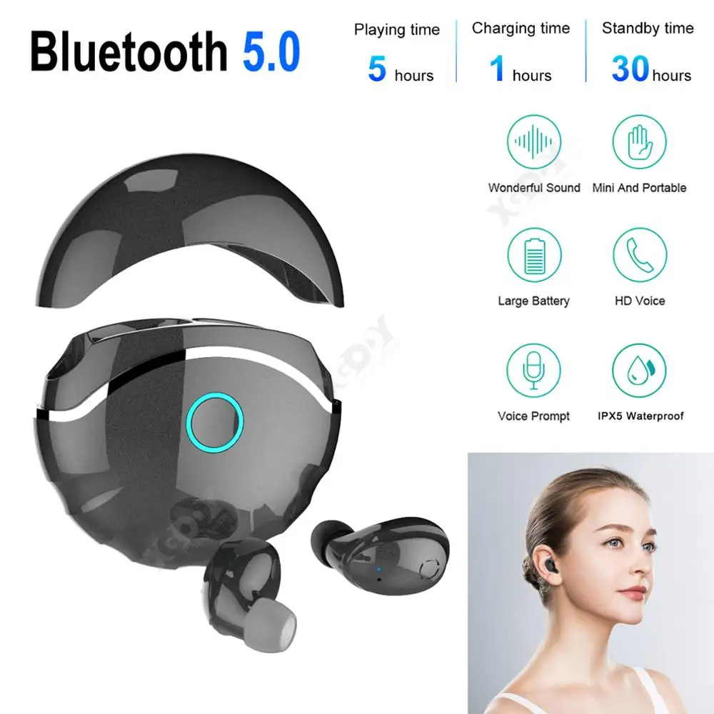 XGODY Bluetooth 5 0 TWS наушники с 3D стерео качеством сенсорные беспроводные IPX5
