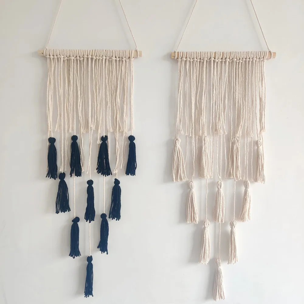 

Harajuku Mori-style Tassel Tapestry Nordic Knitted Macrame Wall Hanging Home Decoration Boho Wedding Farmhouse Decor Photo Props