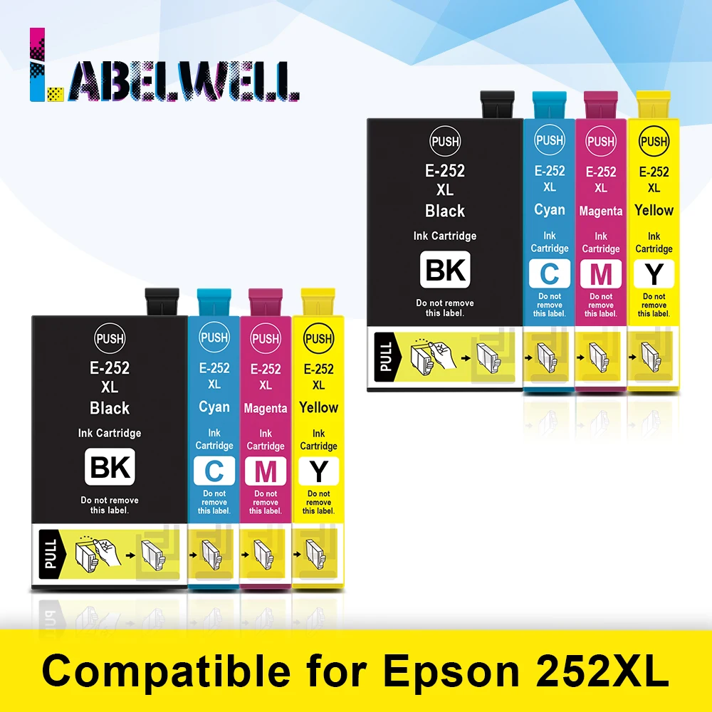 Labelwell чернильный картридж 252XL совместимый для Epson рабочей силы WF 3620 3640 7610 7620 7710 7720