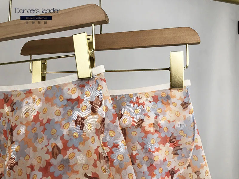 Балетная юбка на шнуровке шифоновая с принтом женская танцевальная