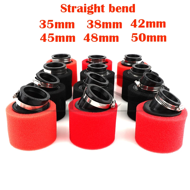 

35mm 38mm 42mm 45mm 48mm 50mm stright Neck Foam Air Filter Sponge Cleaner Moped Scooter Dirt Pit Bike Motorcycle RED Kayo BSE