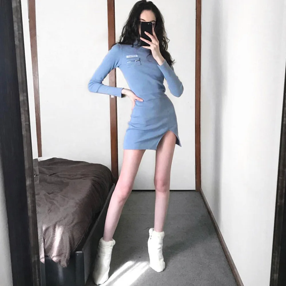 Vestidos mujer 2019 осенне зимние женские платья облегающее мини вязаное платье свитер с