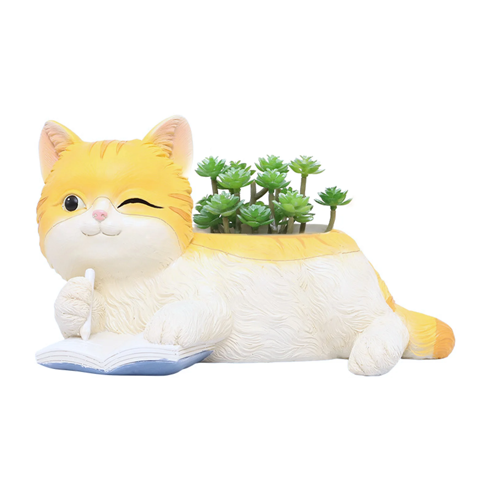 

Desktop Flower Pot Cat-shaped 3 Types Spotted Ragdoll Cute Pattern Innovative Resin Plant Pot for Succulents Mini Plants