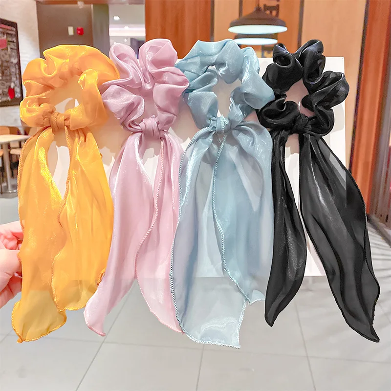 Резинка для волос женская однотонная с бантом |