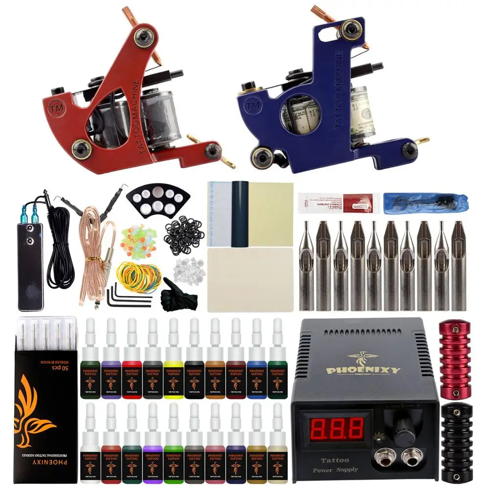 

Tattoo Kit 2 Tattoo Machine Pigment Needles For Permanent Makeup Complete Tattoo Kit Tattoo Machine Set Tattoo Set For Beginners