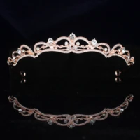 rose gold bridal tiara crown princess bride crystal diadem for women prom hair ornaments wedding bridal head jewelry accessories