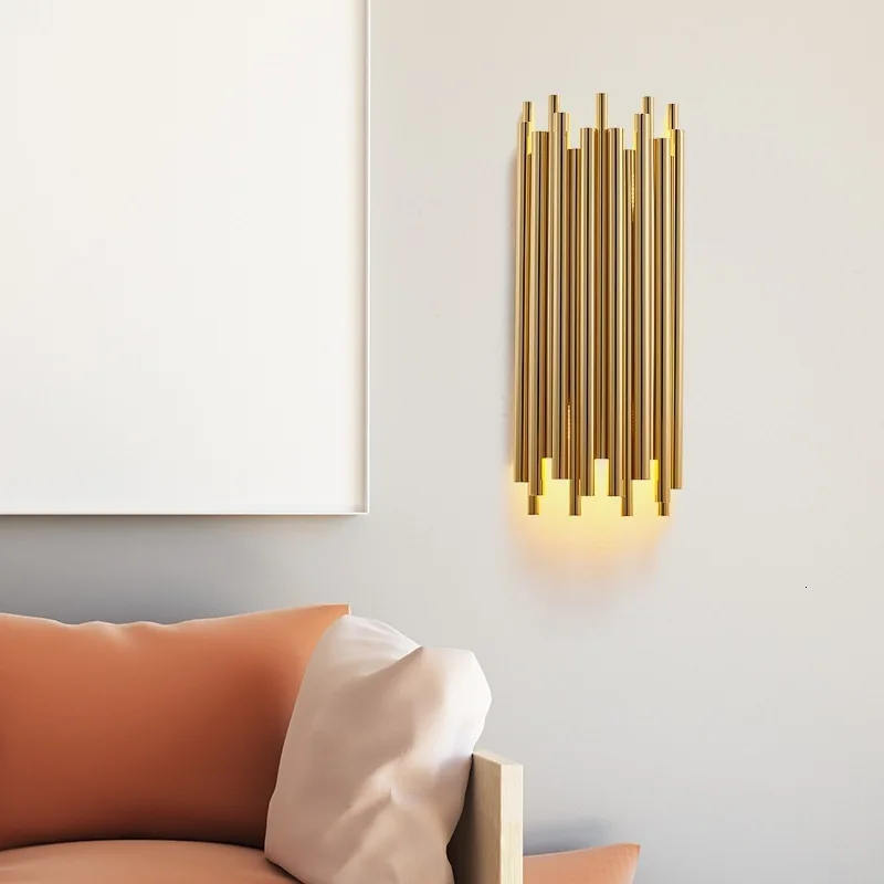 

Modern Gold Wall Lamp Led Nordic Mirror Wall Light Fixtures Glass Sconce for Living Room Bedroom Home Loft Industrial Decor E27