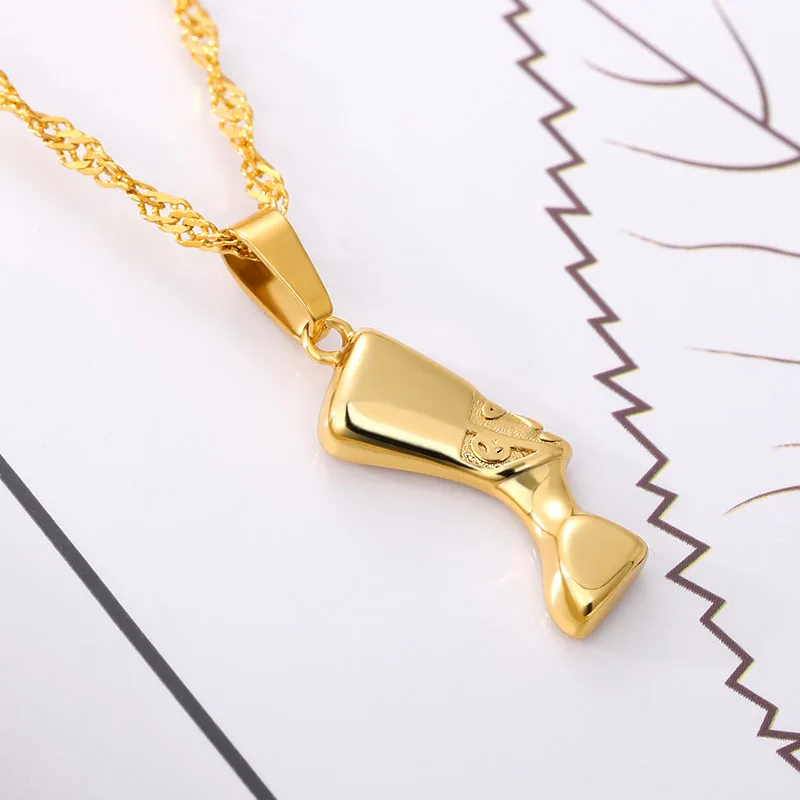 

Nefertiti Necklace Egyptian Great Royal Wife Pharaoh Akhenaten Gold Ketting Head Necklace Vintage Jewelry Gift