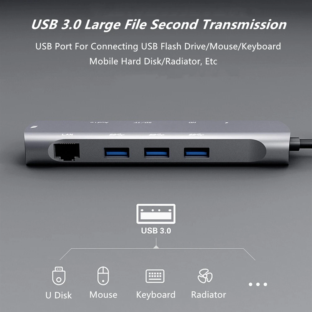 Док станция tebe 10 в 1 USB Type C на HDMI RJ45 Gigabit VGA SD/TF 3 0 PD|Док-станции для ноутбуков| |