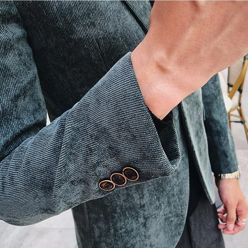 Мужская Вельветовая деловая куртка приталенная повседневная банкетное платье