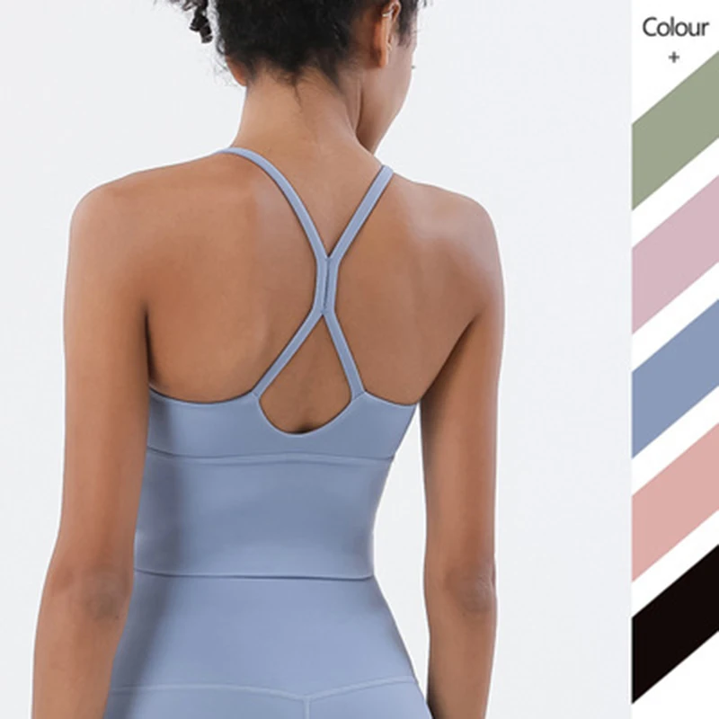 

Women Sports Bra Yoga Vest Underwear Gym Workout Running Push-up Athletic Cross-Back Crop Top Solid Fitness Yoga Bra Sportswear
