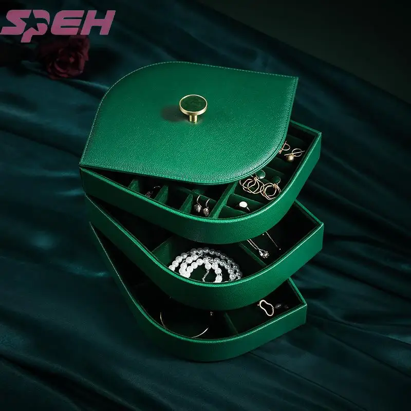 

Multi-layer dust-proof desktop jewelry storage box large-capacity earrings earring jewelry box European jewelry box