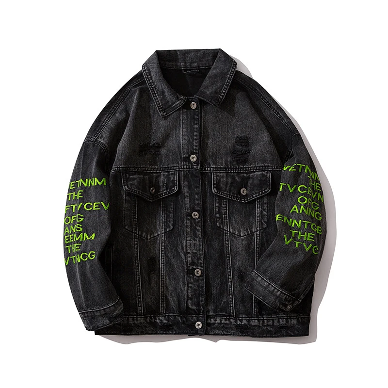 Джинсовая мужская уличная куртка с забавным принтом джинсовое пальто в стиле
