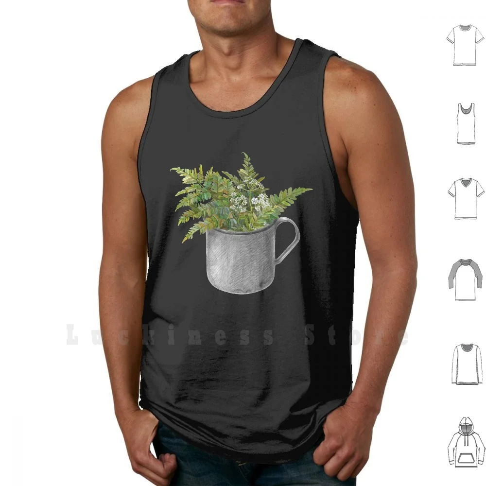 

Mug With Fern Leaves tank tops vest 100% Cotton Fern Grass Aegopodium Watercolor Flower Leaf Wood Forest Nature Ecology Growth
