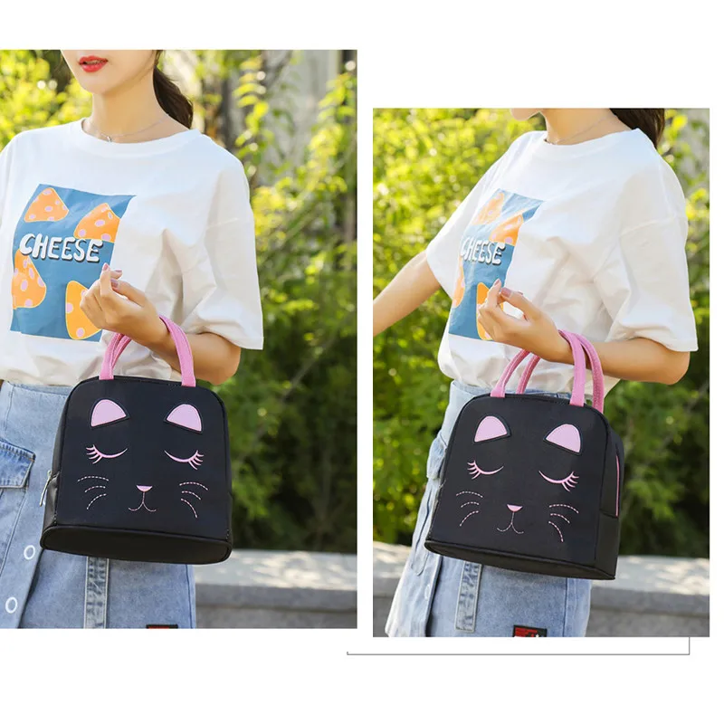 1pcs fresh cooler bags waterproof nylon portable zipper thermal oxford lunch bags for women convenient lunch box tote food bags free global shipping