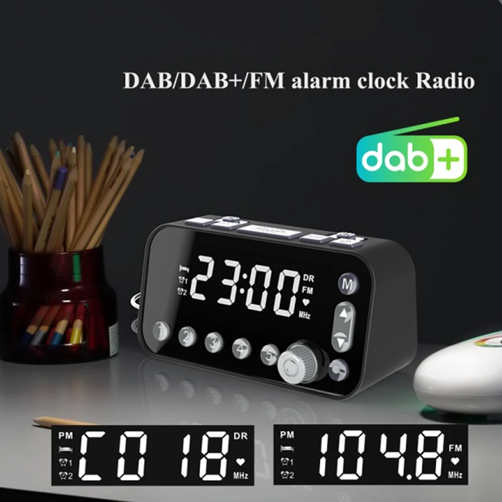 DAB &amp FM радио цифровой будильник с ЖК-подсветкой двойной USB порт таймер сна для