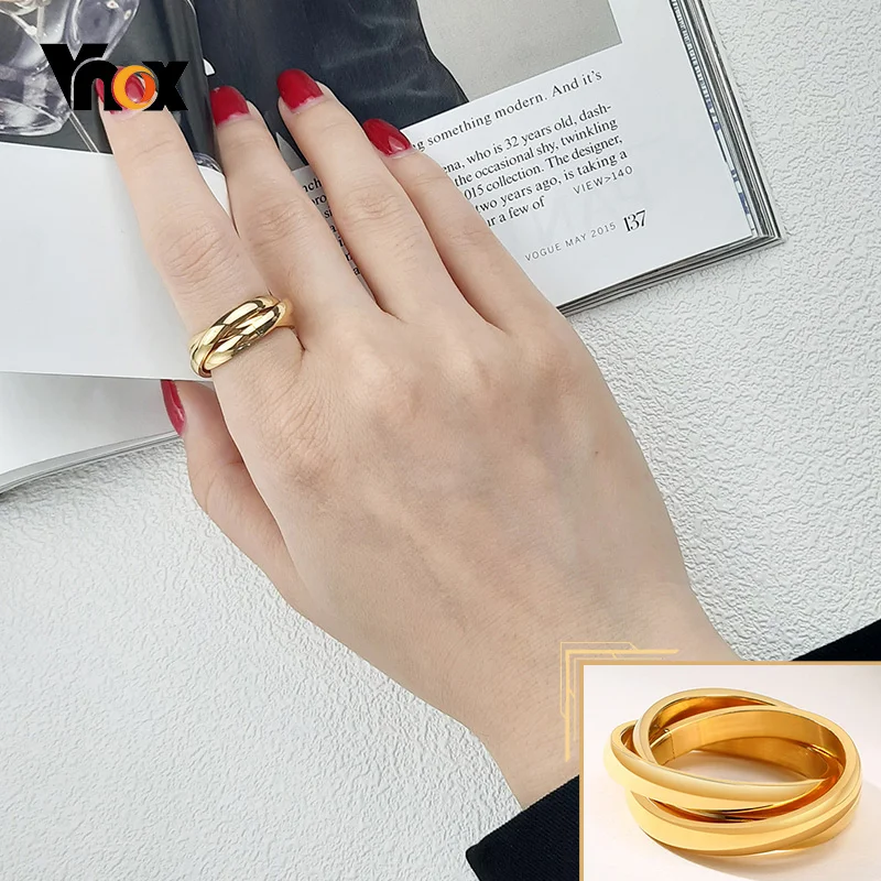 Vnox Любовь Надежда Вера Свадебные Кольца Нержавеющая сталь Три Цветные кольца для