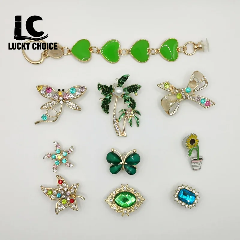 

5/10pcs Crystal Metal Croc Charms Designer Croc Jeans Clog Shoe Decoration for Shoe Lovely Little Tree for Croc Shoes Charm