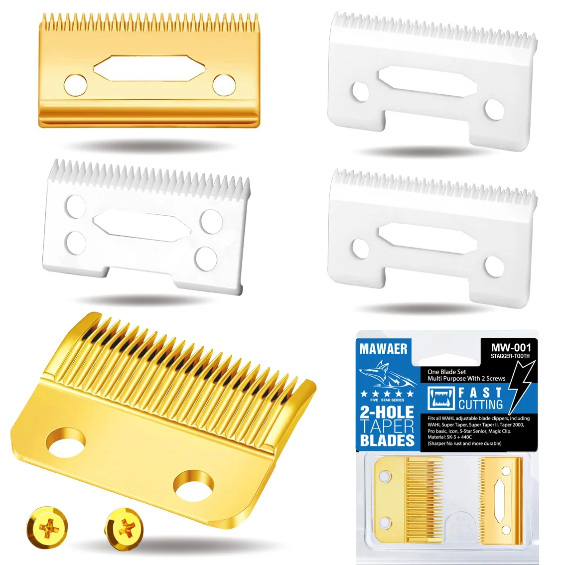 

MAWAER Adjustable Hair Clippers Blades 2-Hole Hair Trimmer Replacement Blade Compatible with Wahl Hair Cutter