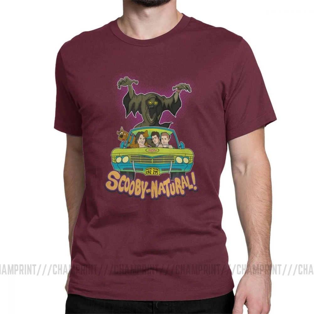 Сверхъестественная футболка Spn Brothers Man ScoobyNatural Baby V2, футболка, новинка, вырез лодочкой, одежда с короткими рукавами, хлопковые футболки - Цвет: Бургундия