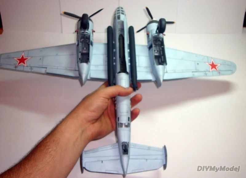DIYMyModeI-bombardero de tu-2m, modelo de papel hecho a mano, rompecabezas de juguete, accesorios de pel&iacute;cula-2