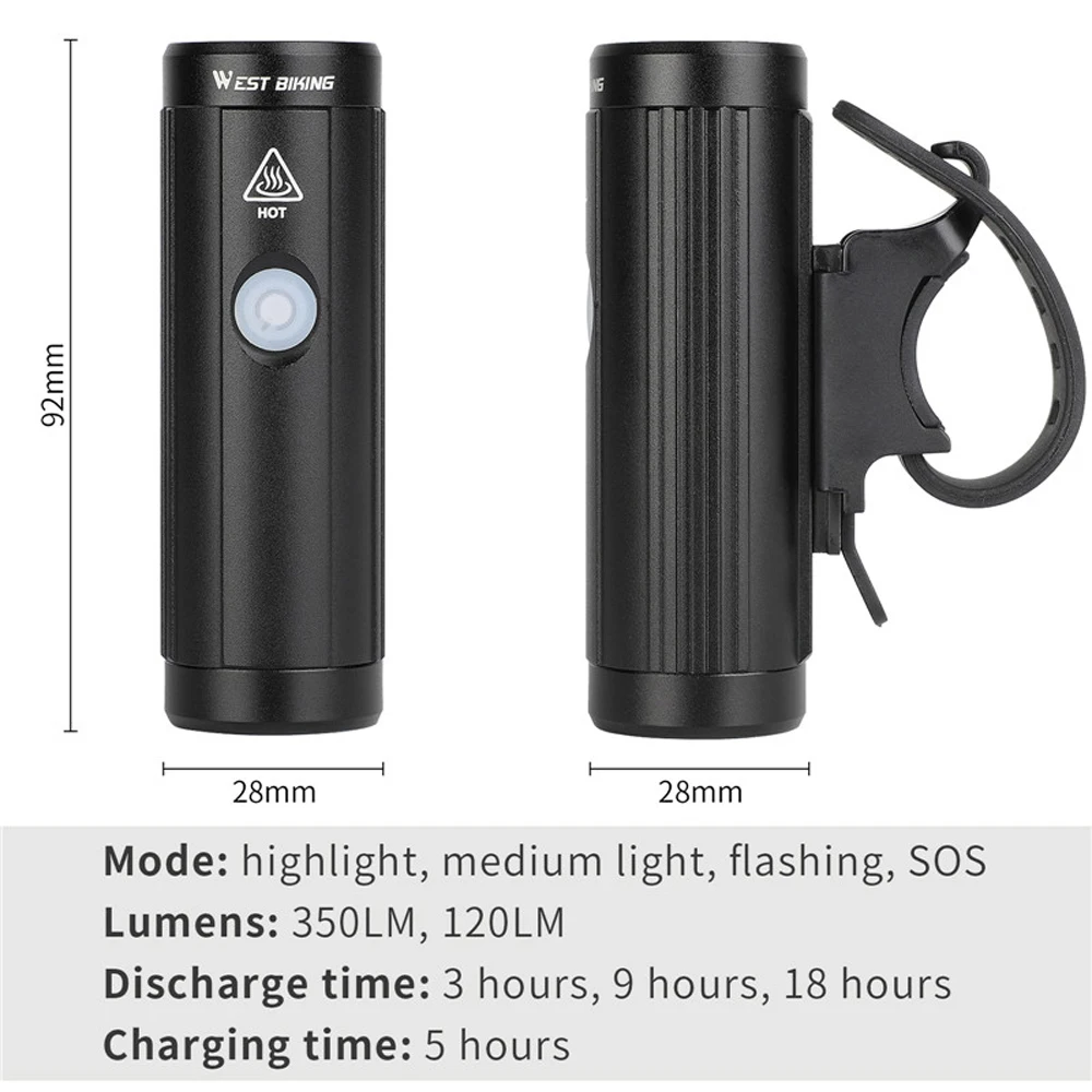

WEST BIKING LED Cycling Headlight Taillight Bike Light Waterproof MTB Bicycle Lamp USB Rechargeable Bike Headlight