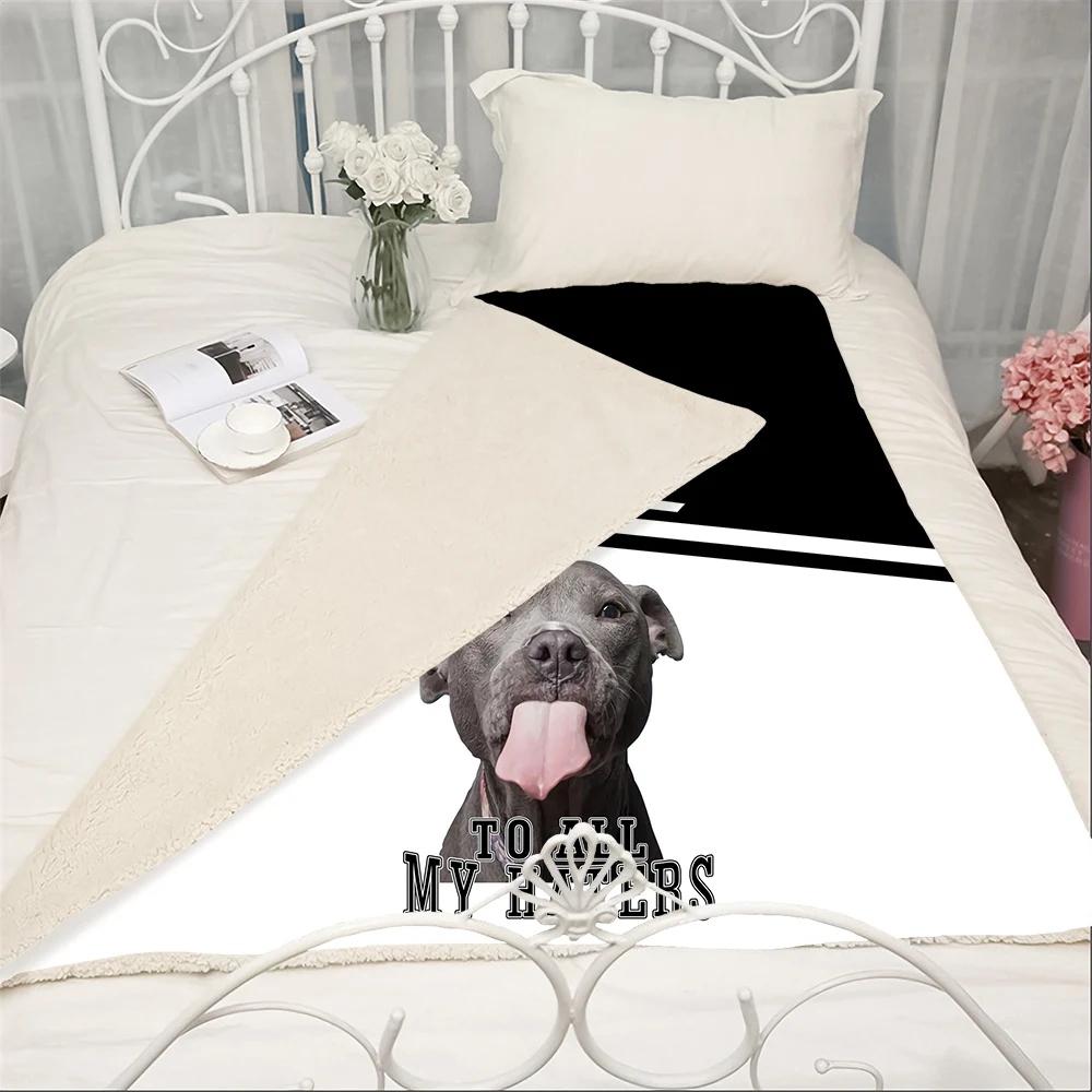 

CLOOCL Fashion A Girl and Her Rottweiler Dog Blanket 3D Print Double Layer Sofa Travel Teens Women Men Bedding Throw Plush Quilt